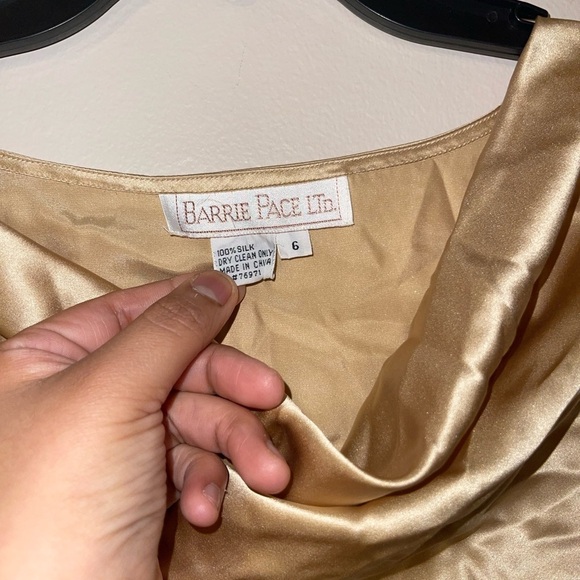 Vintage Barry Pace LTD Beige 100% Silk Cowl Neck Top 6 - Picture 3 of 3